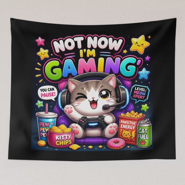 Item preview, Not Now I'm Gaming Cute Cat Sticker designed and sold by Stylestickers55.