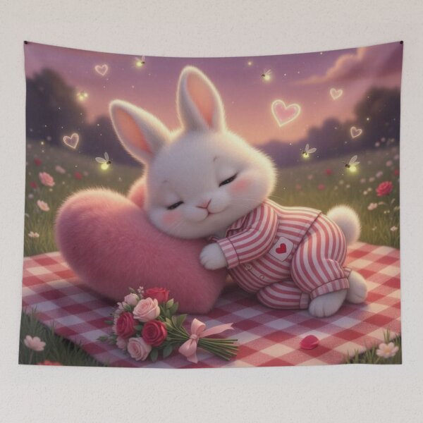 Item preview, Cute Sleeping Bunny in Pajamas – Cozy Night Meadow Magical Valentine Rabbit designed and sold by lovelistivkaa.