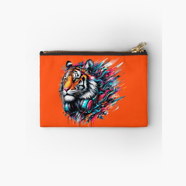 Item preview, Neon Cyber Tiger With Headphones, DJ Tiger Street Art, Colorful Gaming & Music Animal Design designed and sold by gkhanco.