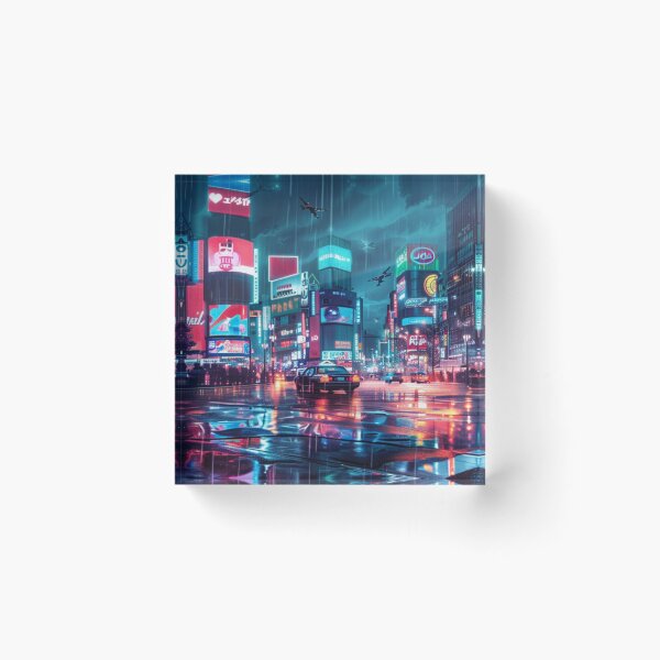 Item preview, Rainy Tokyo Neon Noir - Cyberpunk Cityscape designed and sold by VectorForge.