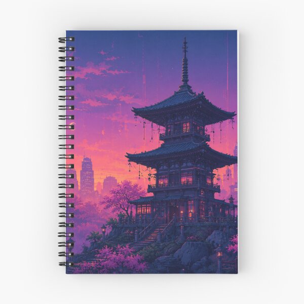Item preview, Cyberpunk Tokyo Pagoda Neon Synthwave Aesthetic designed and sold by Late Theory.