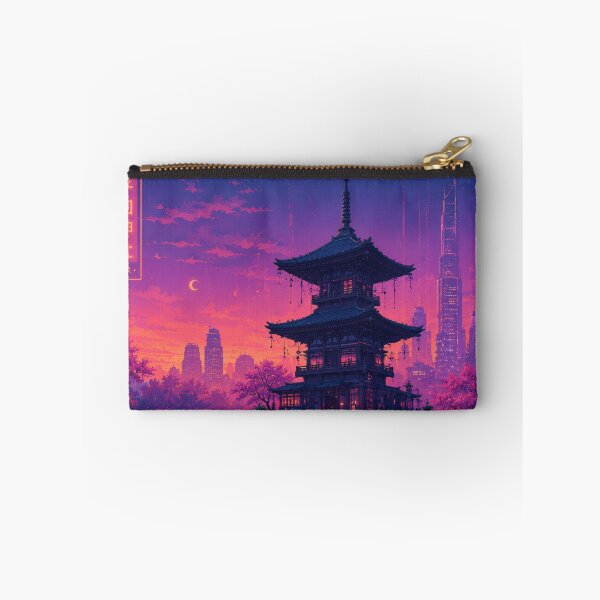 Item preview, Cyberpunk Tokyo Pagoda Neon Synthwave Aesthetic designed and sold by Late Theory.