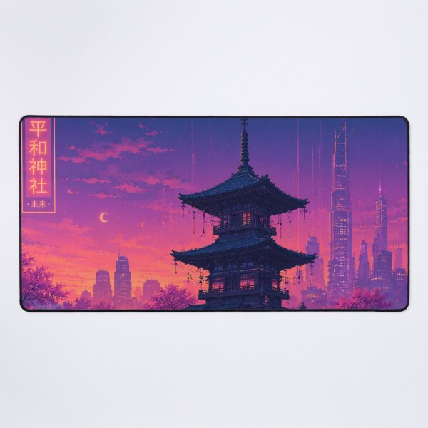 Item preview, Cyberpunk Tokyo Pagoda Neon Synthwave Aesthetic designed and sold by Late Theory.