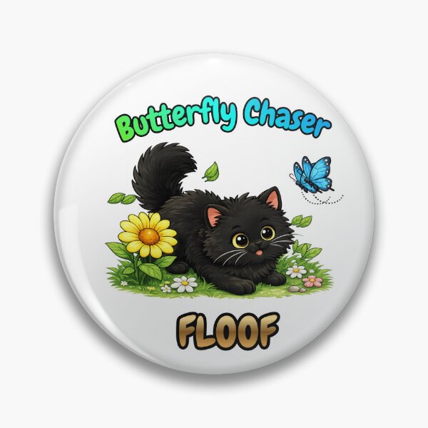 Item preview, Butterfly Chaser FLOOF – Cute Black Cat Design designed and sold by lumar23.