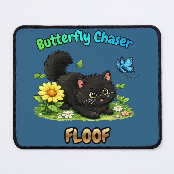 Item preview, Butterfly Chaser FLOOF – Cute Black Cat Design designed and sold by lumar23.