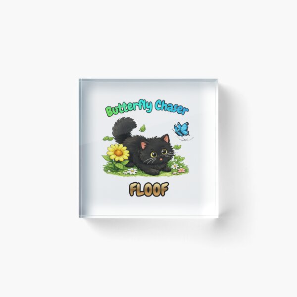 Item preview, Butterfly Chaser FLOOF – Cute Black Cat Design designed and sold by lumar23.