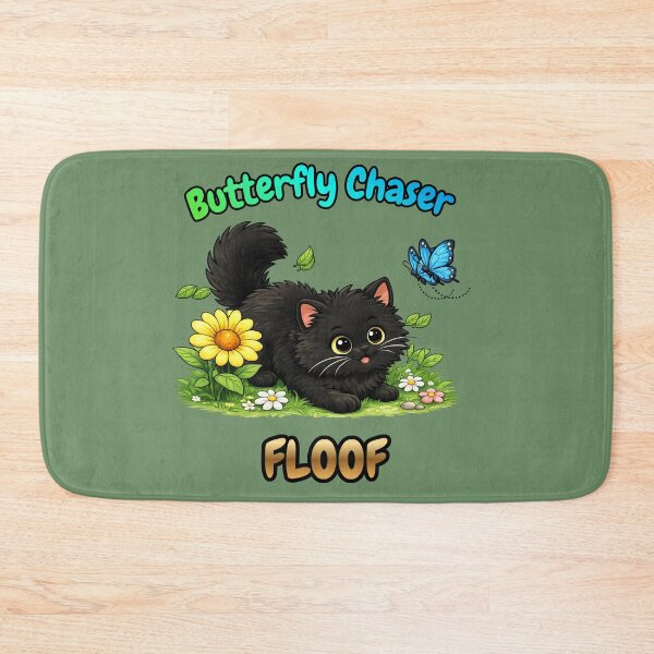 Item preview, Butterfly Chaser FLOOF – Cute Black Cat Design designed and sold by lumar23.