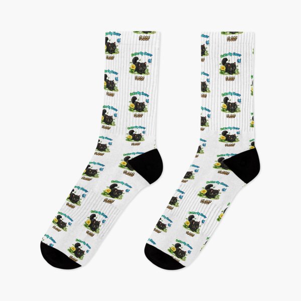 Item preview, Butterfly Chaser FLOOF – Cute Black Cat Design designed and sold by lumar23.