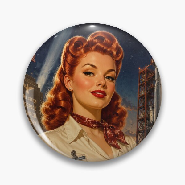 Item preview, 1940s Rocket Scientist Pin Up Art Print | Retro Space Age Engineer Vintage Aviation Girl designed and sold by MissSaylor.