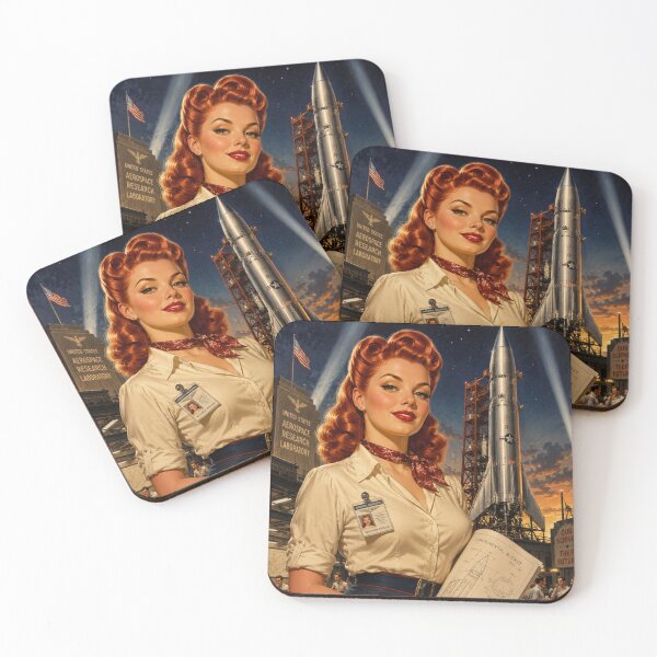 Item preview, 1940s Rocket Scientist Pin Up Art Print | Retro Space Age Engineer Vintage Aviation Girl designed and sold by MissSaylor.