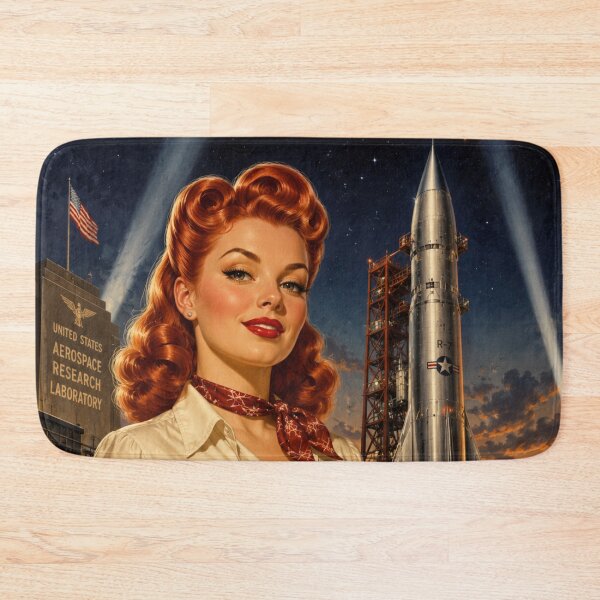 Item preview, 1940s Rocket Scientist Pin Up Art Print | Retro Space Age Engineer Vintage Aviation Girl designed and sold by MissSaylor.