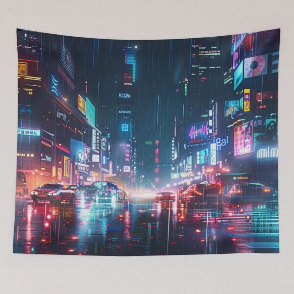 Item preview, Rainy Cyberpunk Tokyo - Neon Noir Cityscape designed and sold by VectorForge.
