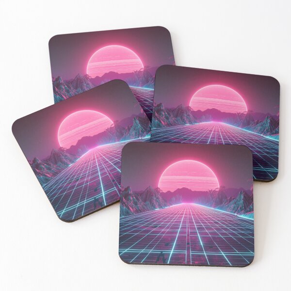 Item preview, Retrowave Horizon Drive - Synthwave Landscape Mat designed and sold by VectorForge.