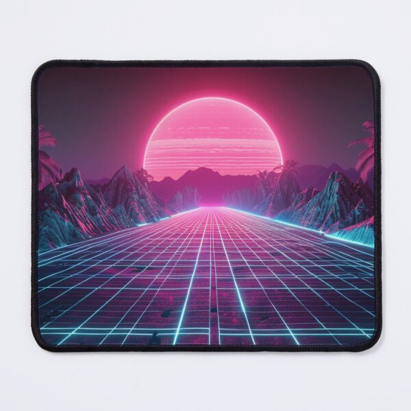 Item preview, Retrowave Horizon Drive - Synthwave Landscape Mat designed and sold by VectorForge.