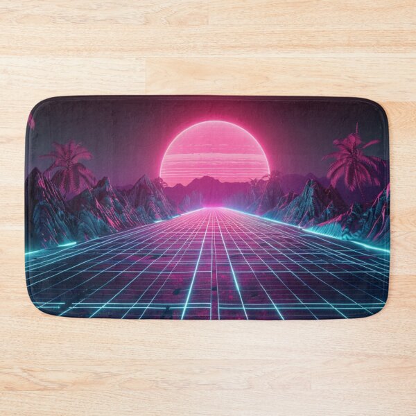Item preview, Retrowave Horizon Drive - Synthwave Landscape Mat designed and sold by VectorForge.