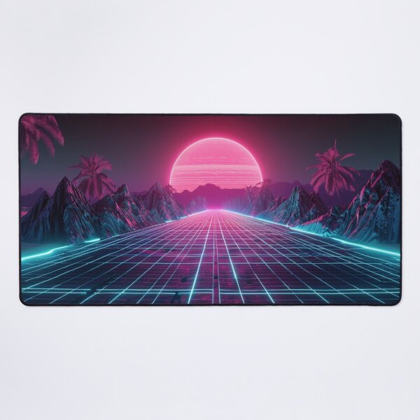 Item preview, Retrowave Horizon Drive - Synthwave Landscape Mat designed and sold by VectorForge.