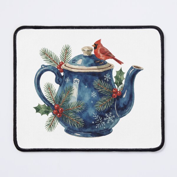 Item preview, Christmas Teapot Sticker | Winter Cardinal Bird Decor designed and sold by AillustriaAK.