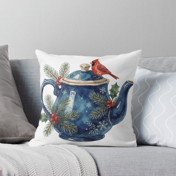 Item preview, Christmas Teapot Sticker | Winter Cardinal Bird Decor designed and sold by AillustriaAK.