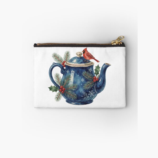 Item preview, Christmas Teapot Sticker | Winter Cardinal Bird Decor designed and sold by AillustriaAK.