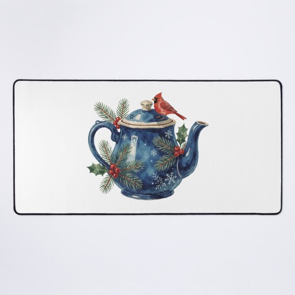 Item preview, Christmas Teapot Sticker | Winter Cardinal Bird Decor designed and sold by AillustriaAK.