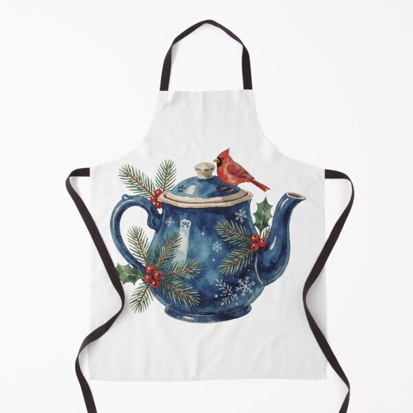 Item preview, Christmas Teapot Sticker | Winter Cardinal Bird Decor designed and sold by AillustriaAK.