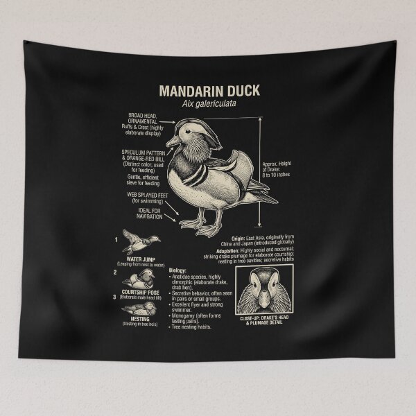 Item preview, Mandarin Duck Scientific Anatomy Ornithology Animal Lover designed and sold by Kimberley King Art  King Art.