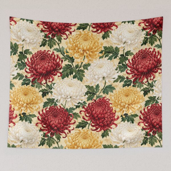 Item preview, Chrysanthemum Imperial Watercolor Botanical Seamless Pattern designed and sold by Inkworksbyshery.