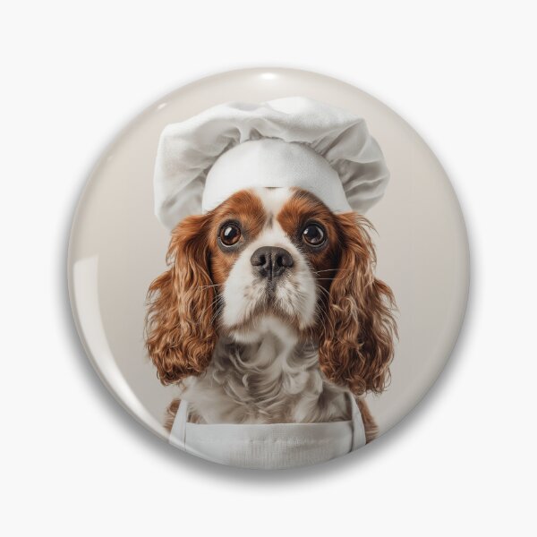 Item preview, Funny Cavalier King Charles Spaniel Dog Chef Realistic Animal Cooking Humor Art designed and sold by LazyOwlStore.