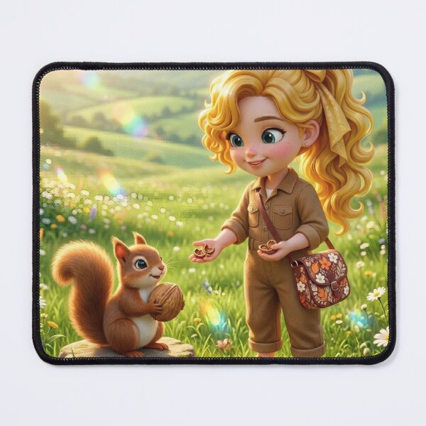 Item preview, Cute Girl Feeding Little Squirrel designed and sold by Azurart2.