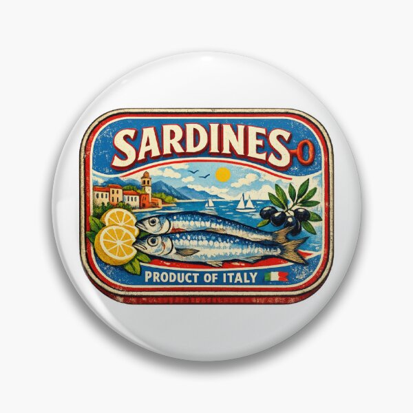 Item preview, Sardine Girl Summer Vintage Mediterranean Tin Retro Coastal Italian Riviera Design designed and sold by Artycom.