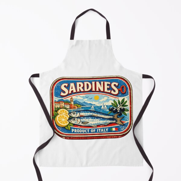 Item preview, Sardine Girl Summer Vintage Mediterranean Tin Retro Coastal Italian Riviera Design designed and sold by Artycom.