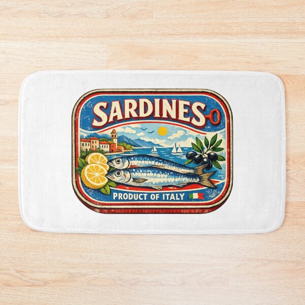 Item preview, Sardine Girl Summer Vintage Mediterranean Tin Retro Coastal Italian Riviera Design designed and sold by Artycom.