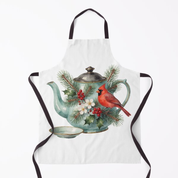Item preview, Christmas Teapot Sticker | Winter Cardinal Bird Decor designed and sold by AillustriaAK.