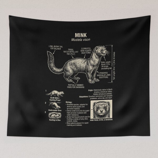 Item preview, Mink Scientific Anatomy Biology Animal Lover designed and sold by Kimberley King Art  King Art.
