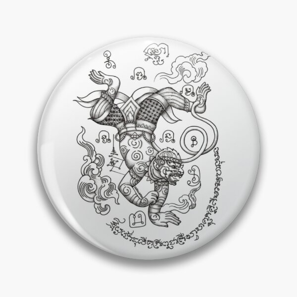 Item preview, Mythical Thai Hanuman Warrior Line Art  Traditional Thai Hanuman Deity Main Tag designed and sold by Danmaha.