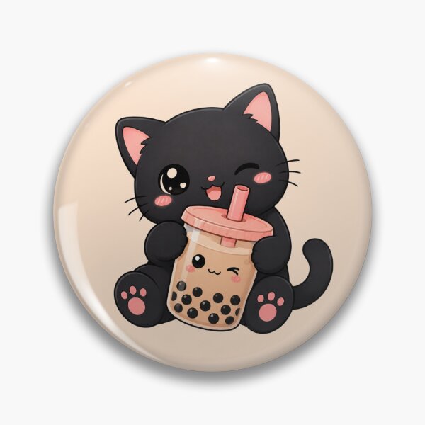 Item preview, Cute Kawaii Black Cat Hugging Boba Tea | Adorable Bubble Tea Cat designed and sold by Arte Para Rebaja.