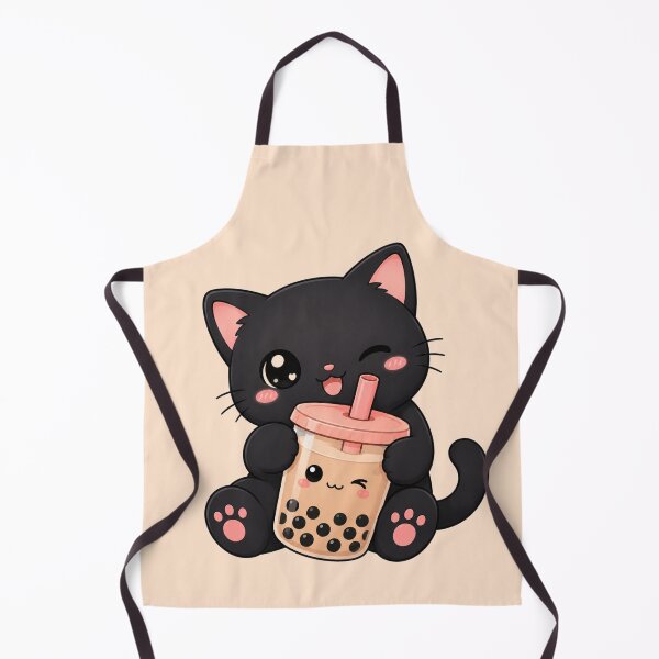 Item preview, Cute Kawaii Black Cat Hugging Boba Tea | Adorable Bubble Tea Cat designed and sold by Arte Para Rebaja.