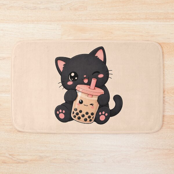 Item preview, Cute Kawaii Black Cat Hugging Boba Tea | Adorable Bubble Tea Cat designed and sold by Arte Para Rebaja.