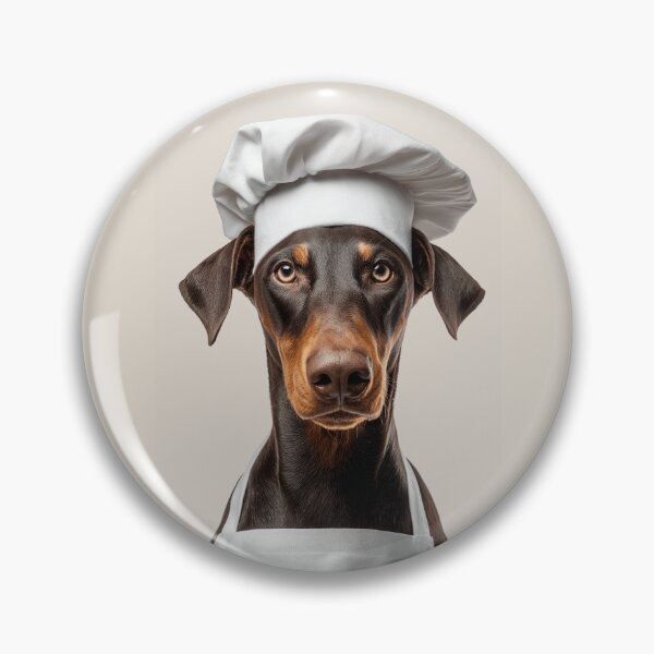 Item preview, Funny Doberman Pinscher Dog Chef Realistic Animal Cooking Humor Art designed and sold by LazyOwlStore.