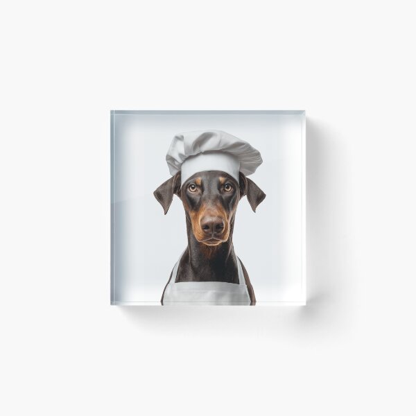 Item preview, Funny Doberman Pinscher Dog Chef Realistic Animal Cooking Humor Art designed and sold by LazyOwlStore.