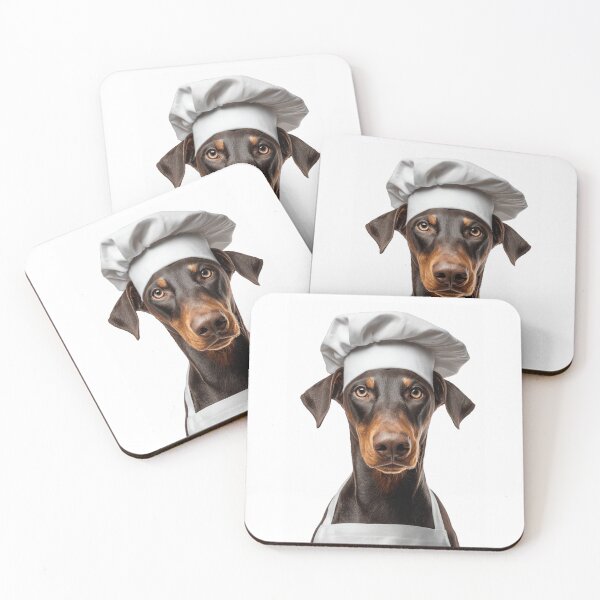 Item preview, Funny Doberman Pinscher Dog Chef Realistic Animal Cooking Humor Art designed and sold by LazyOwlStore.