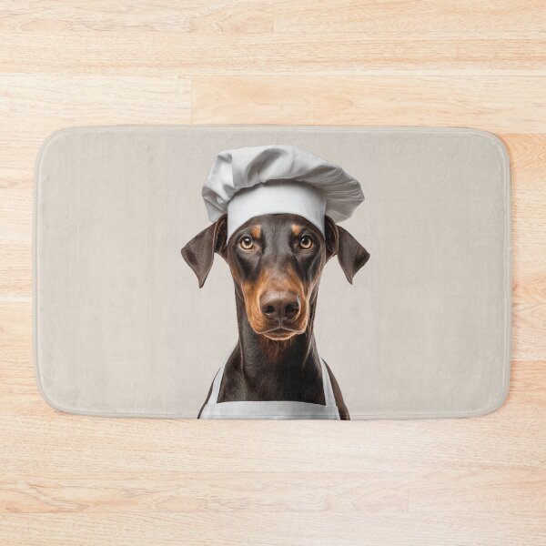 Item preview, Funny Doberman Pinscher Dog Chef Realistic Animal Cooking Humor Art designed and sold by LazyOwlStore.