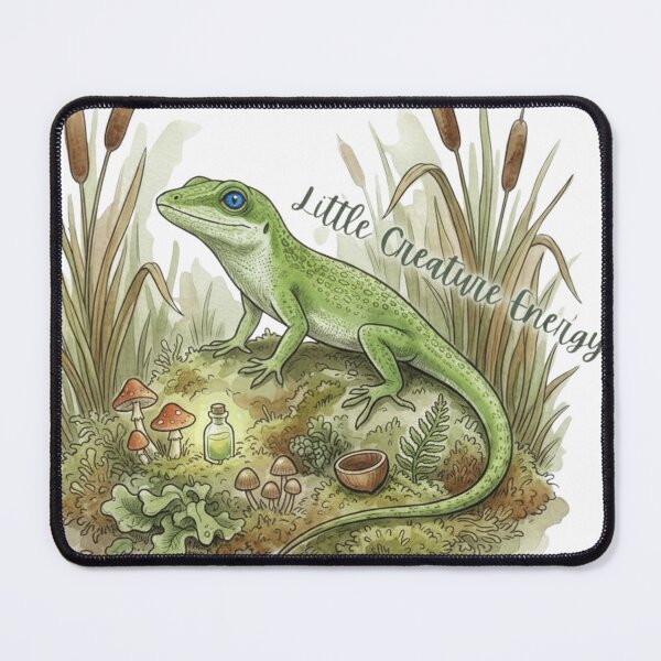 Item preview, Little Creature Energy Green Anole Cottagecore Frogcore Nature Art designed and sold by HoneyBreezeCo.