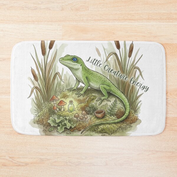 Item preview, Little Creature Energy Green Anole Cottagecore Frogcore Nature Art designed and sold by HoneyBreezeCo.