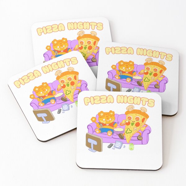 Item preview, Pizza Nights – Cozy Cat and Pizza Slice Movie Night designed and sold by BritishDelights.