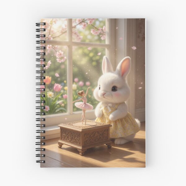 Item preview, Cute Bunny with Vintage Ballerina Music Box – Cozy Spring Window Magical Rabbit Art designed and sold by lovelistivkaa.