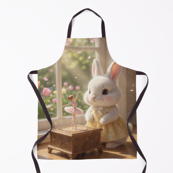 Item preview, Cute Bunny with Vintage Ballerina Music Box – Cozy Spring Window Magical Rabbit Art designed and sold by lovelistivkaa.
