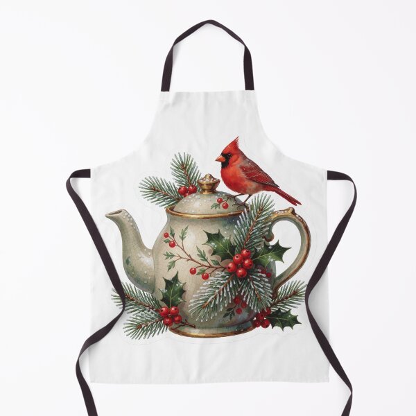 Item preview, Christmas Teapot Sticker | Winter Cardinal Bird Decor designed and sold by AillustriaAK.