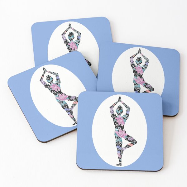 Item preview, Tree Pose – Purple Background (White Oval) (Yoga Botanicals Series) designed and sold by Winooski Designs.