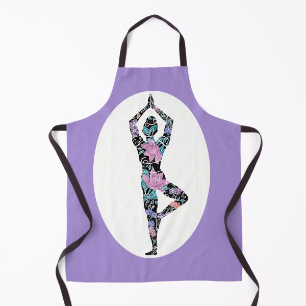 Item preview, Tree Pose – Purple Background (White Oval) (Yoga Botanicals Series) designed and sold by Winooski Designs.